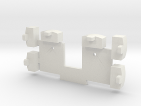 Generic OO9 loco couplings with positioning jig in White Natural Versatile Plastic