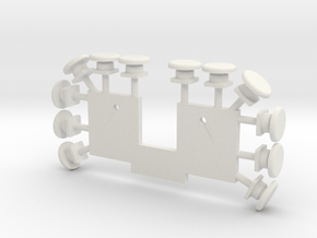 Caricature loco buffers and positioning jig in White Natural Versatile Plastic