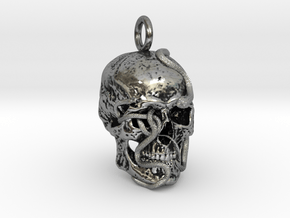 Snake_and_Skull_pendant_2 in Antique Silver