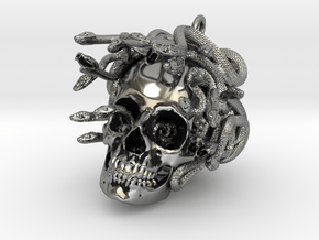 Snake_and_Skull_Medusa_B in Antique Silver