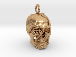 Snake_and_Skull_pendant_2 in Polished Bronze