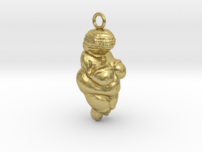 The Venus of Willendorf Pendant in Natural Brass