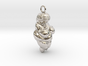 The Venus of Willendorf Pendant in Rhodium Plated Brass
