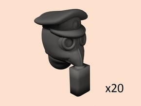 28mm WW1 rus gasmask+caps heads  in Tan Fine Detail Plastic