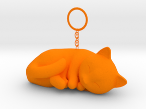 Napping Cat Charm  in Orange Processed Versatile Plastic
