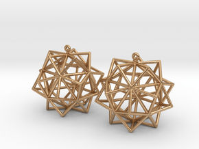 Icosahedron Star Earrings in Polished Bronze