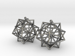 Icosahedron Star Earrings in Polished Silver