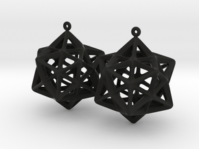 Dodecahedron Star Earrings in Black Natural Versatile Plastic