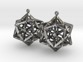 Dodecahedron Star Earrings in Polished Silver