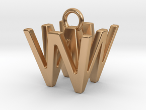 Two way letter pendant - WW W in Polished Bronze