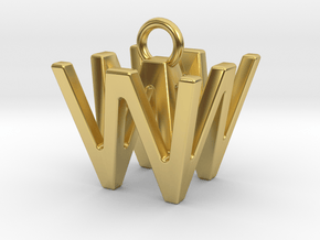 Two way letter pendant - WW W in Polished Brass