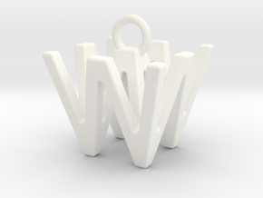 Two way letter pendant - WW W in White Processed Versatile Plastic