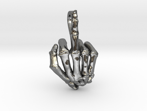Fuck You Skeleton Hand in Polished Silver