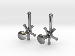 Bicycle Crank Cufflinks in Fine Detail Polished Silver
