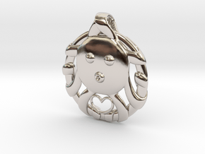 Cute Octopus Pendant with Heart in Platinum