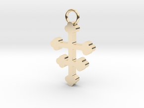 Pendant Top "W CROSS" in 14k Gold Plated Brass