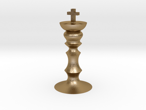 Tiny chess king in Polished Gold Steel