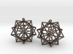 Icosahedron Star Earrings in Polished Bronzed-Silver Steel