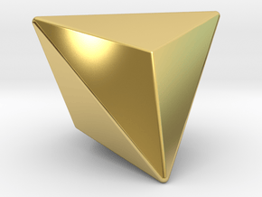 Triakis Tetrahedron - 10mm - Rounded V2 in Polished Brass