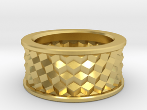 Cubic Ring in Polished Brass: 10 / 61.5