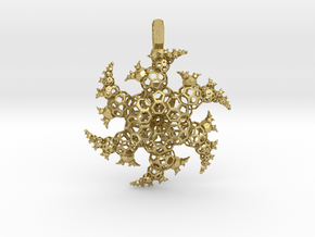 Ninja Star Fractal Pendant v2 in Natural Brass