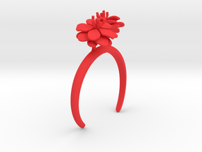 Bracelet with two large flowers of the Anemone L in Red Processed Versatile Plastic: Medium