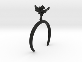 Bracelet with one large open flower of the Apple in Black Natural Versatile Plastic: Small