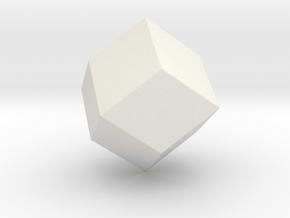 Rhombic Dodecahedron - 1 Inch - Rounded V1 in White Natural Versatile Plastic