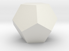 Dodecahedron 1 inch - Platonic Solid in White Natural Versatile Plastic
