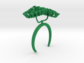 Bracelet with two large flowers of the Fennel R in Green Processed Versatile Plastic: Medium