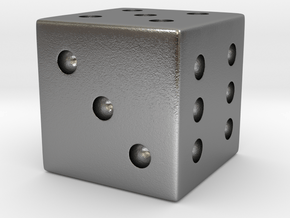 Customizable Loaded/Weighted/Rigged Die/Dice in Natural Silver: Small