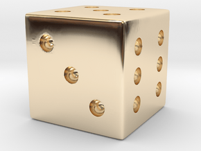 Loaded/Weighted/Rigged Die/Dice in 14k Gold Plated Brass: Small