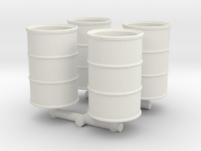 Oil Barrel (open) (x4) 1/48 in White Natural Versatile Plastic