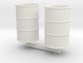 Oil Barrel (open) (x2) 1/43 in White Natural Versatile Plastic
