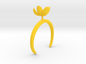 Bracelet with one large open flower of the Tulip in Yellow Processed Versatile Plastic: Medium
