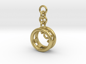 Metal Chubby Wheel Pendant for bag in Natural Brass (Interlocking Parts)