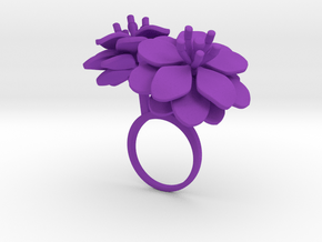 Ring with two large flowers of the Anemone R in Purple Processed Versatile Plastic: 7.25 / 54.625