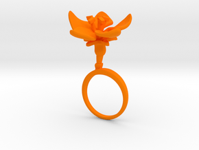 Ring with one large open flower of the Apple in Orange Processed Versatile Plastic: 7.25 / 54.625
