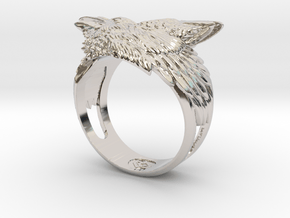 Two Ravens Ring in Rhodium Plated Brass: 5.5 / 50.25
