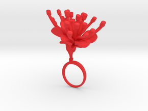 Ring with two large flowers of the Cherry R in Red Processed Versatile Plastic: 7.25 / 54.625