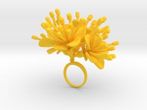 Ring with four large flowers of the Cherry in Yellow Processed Versatile Plastic: 7.25 / 54.625