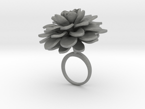 Ring with one large flower of the  Dhalia in Gray PA12: 5.75 / 50.875