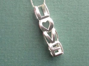 LOVE - Pendant in Cast Metals in Natural Silver