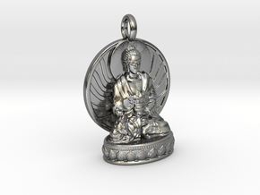 Medicine Buddha Pendant in Polished Silver