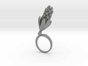 Ring with one large flower of the Hyacinth in Gray PA12: 7.25 / 54.625