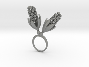 Ring with two large flowers of the Hyacinth L in Gray PA12: 7.25 / 54.625