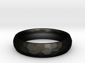 Beaten Ring 03 - Size 9 - 5.25mm wide in Matte Black Steel