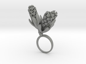 Ring with three large flowers of the Hyacinth in Gray PA12: 7.25 / 54.625