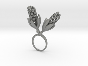Ring with two large flowers of the Hyacinth L in Gray PA12: 8 / 56.75
