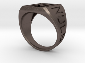 Nuls Ring in Polished Bronzed-Silver Steel: 8 / 56.75